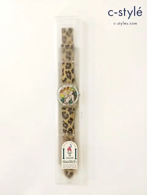 SWATCH スウォッチ 腕時計 ベージュ系×マルチカラー GK193 TARZAN レオパード クォーツ