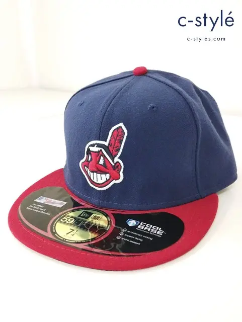 NEW ERA ニューエラ キャップ 7・1/4 57.7cm ネイビー×レッド 59FIFTY MLB インディアンス
