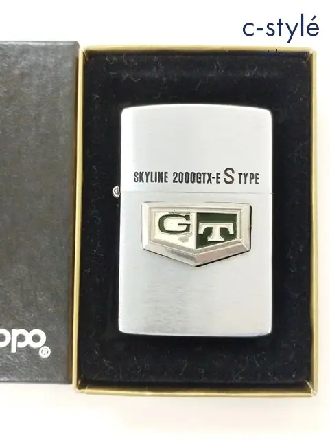 ZIPPO ジッポー オイルライター SKYLINE 2000GTX-E STYPE シルバー ’75 イタリック体 斜体 メタル貼り
