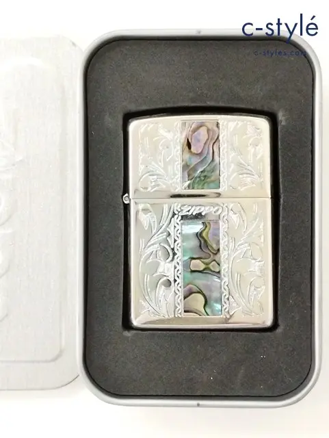 ZIPPO ジッポー オイルライター Arabesque shell 貝貼り加工 シルバー ’94 アラベスクシェル
