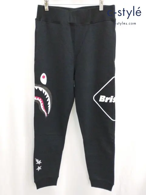 A BATHING APE×F.C.Real Bristol パンツ M ブラック SHARK SWEAT PANTS 001PTF231902X
