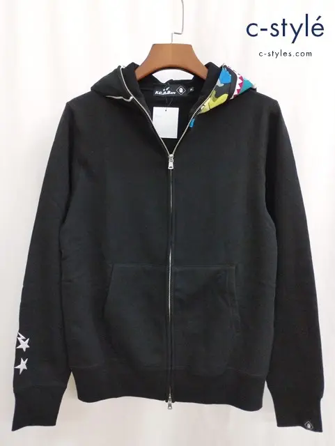 A BATHING APE×F.C.Real Bristol フーディー M ブラック SHARK FULL ZIP HOODY 001ZPF231905X