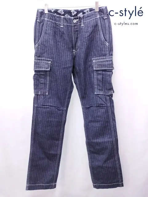 MOMOTARO JEANS 桃太郎ジーンズ デニムカーゴパンツ W30 インディゴ ヘリンボーン 01-037 綿100％
