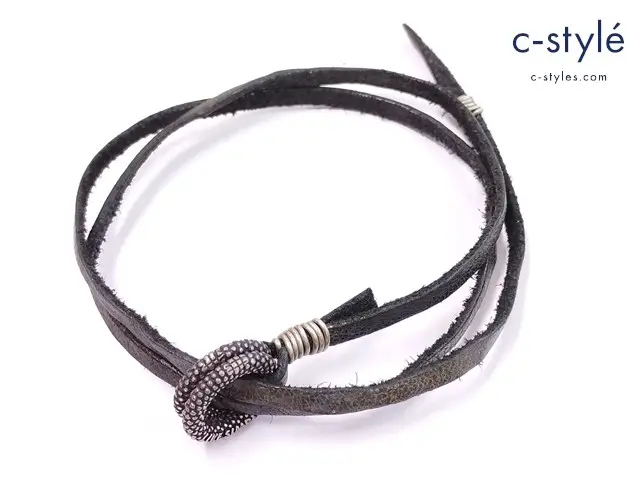 Andrea D’amico アンドレアダミコ ブレスレット ブラック BRACCIALE CUOIO DOPPIO ANELLO 革