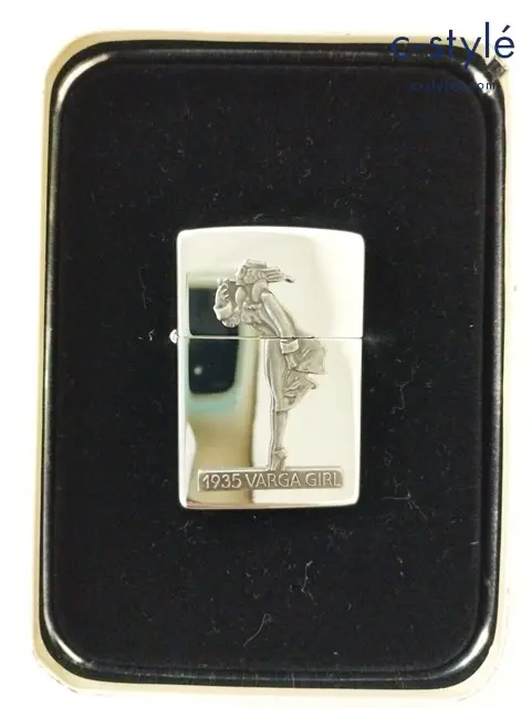 ZIPPO ジッポー オイルライター 1935 VARGA GIRL シルバー ’93 ヴァーガ・ガール メタル貼り 缶ケース付