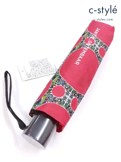 JANTJE ONTEMBAAR ヤンチェオンテンバール 折りたたみ傘 レッド系 総柄 アンブレラ