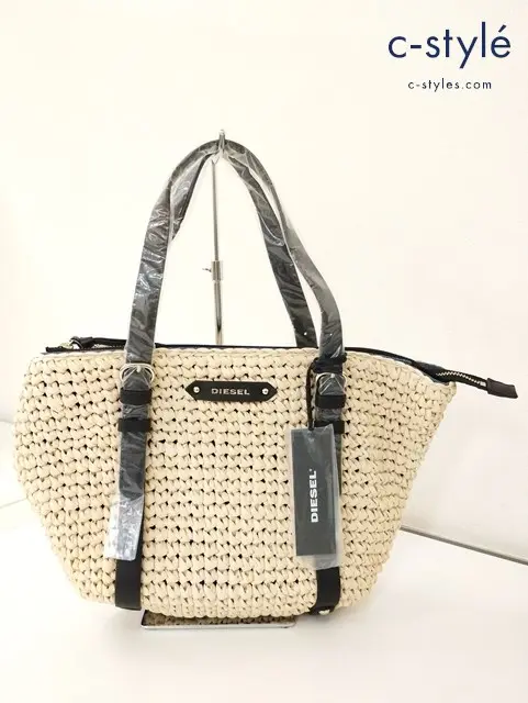DIESEL ディーゼル トートバッグ ショルダーバッグ ベージュ系 かごバック