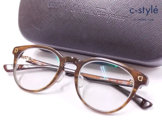 999.9×Salvatore Ferragamo メガネ 49□20 144 ブラウン系 SF9001 度入り
