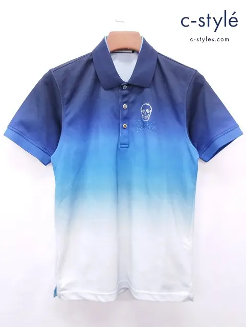 MARK&LONA マーク＆ロナ ポロシャツ 46 ブルー系 スカル MLM-9B-AP14 ゴルフ