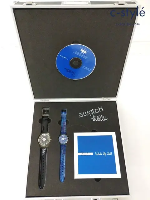 swatch スウォッチ 腕時計 ブルー / ブラック Phil Collins GZS08 クオーツ CD付き 2本セット