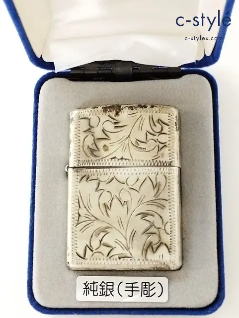 ZIPPO ジッポー オイルライター アラベスク 2面手彫 純銀 STERLING シルバー ’03 唐草