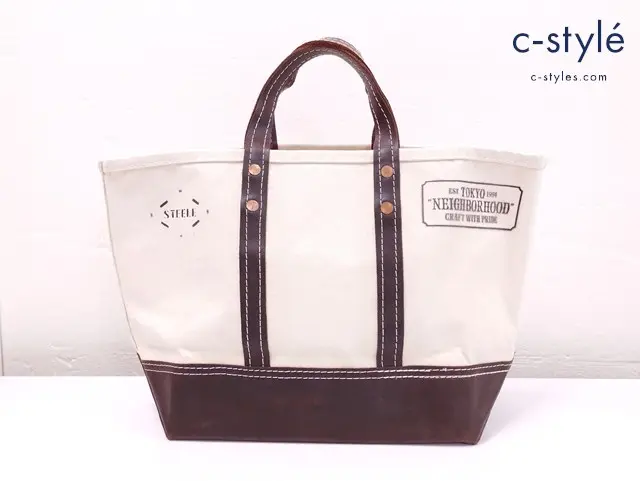 NEIGHBORHOOD×STEELE ネイバーフッド×スティール トートバッグ クリーム系×ブラウン