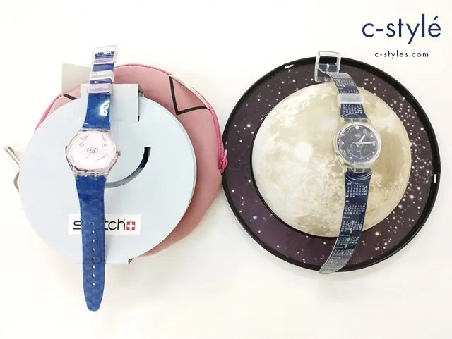 swatch スウォッチ 腕時計 Its Coming ネイビー×クリア HAPPY PIG ピンク×ネイビー クオーツ 計2点
