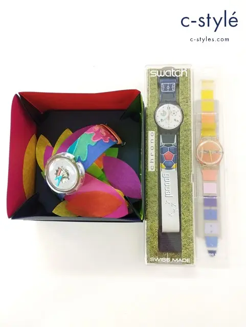 swatch スウォッチ 腕時計 クオーツ Veruschka PWZ103 ORANGE PAINTED TIME GK378 他 計3点