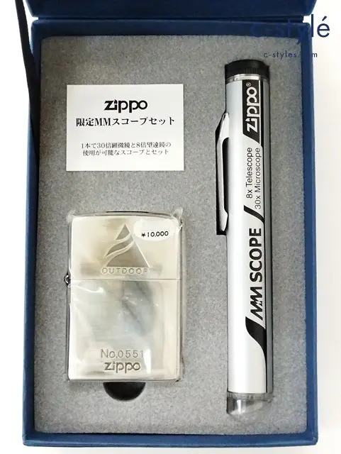ZIPPO ジッポー オイルライター OUTDOOR シルバー ’02 限定MMスコープセット 30倍顕微鏡 8倍望遠鏡