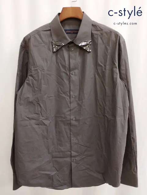 LOUIS VUITTON ルイヴィトン シャツ XL チャコールグレー コットン100 フランス製 長袖