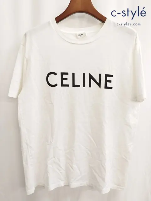 CELINE セリーヌ Tシャツ S ホワイト 半袖 綿100 イタリア製 2X681671Q