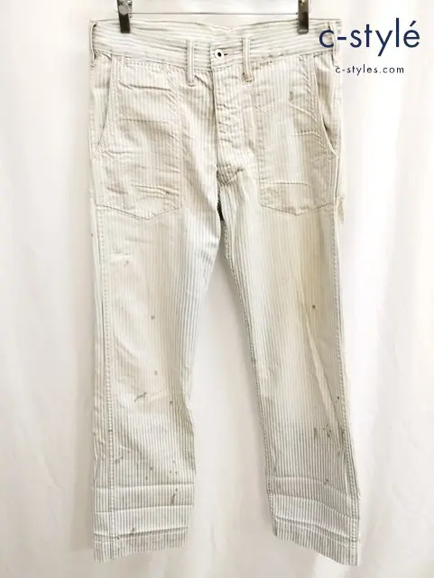 RRL ダブルアールエル パンツ 28 ブルー × ホワイト ストライプ 綿100% USA製 ボタンフライ