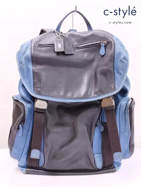 COACH コーチ バックパック ブラック×ブルー レザー 71508