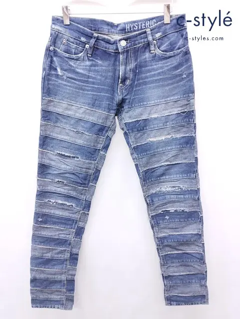 HYSTERIC GLAMOUR ヒステリックグラマー デニムパンツ S インディゴ パッチワーク ツギハギ ウミヘビ