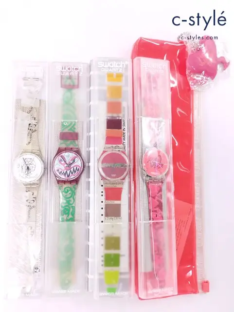 swatch スウォッチ 腕時計 クオーツ Pounding Heart GK237 RED PAINTED TIME GK377 他 計4点