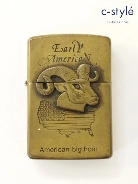 ZIPPO ジッポー オイルライター EarkY AmericaN American big horn ゴールド系 ’93