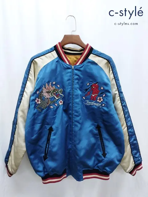 TEDMAN テッドマン リバーシブル スカジャン 44 ブルー×ゴールド系 刺繍 2067262