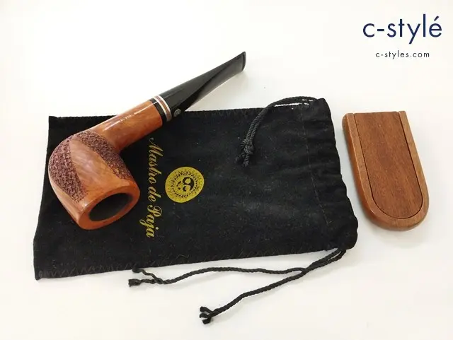 Mastro De Paja マストロデパヤ FATTA A MANO HAND MADE IN ITALY パイプ ポーチ 木製スタンド付き