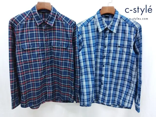 mont-bell モンベル シャツ S ネイビー系 ブルー系 チェック柄 長袖