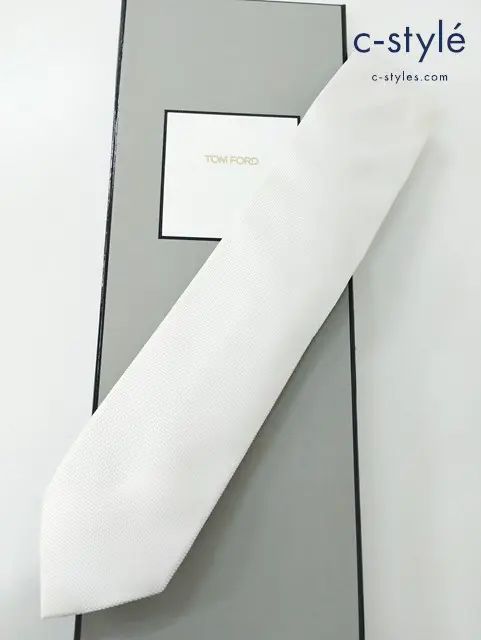 TOM FORD トムフォード ネクタイ ホワイト シルク100％ イタリア製
