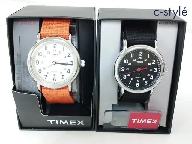 TIMEX タイメックス 腕時計 ブラック ホワイト×オレンジ T2N647 T2N745 クオーツ 計2点