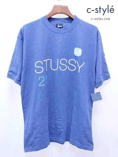 stussy ステューシー Tシャツ L ブルー 綿100% USA製