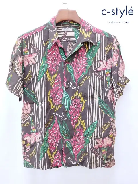 SUNSURF サンサーフ アロハシャツ M ブラウン系 レーヨン100% 日本製