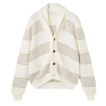 Cruciani(クルチアーニ)  [8ゲージ]ボーダー柄 ショールカラーカーディガン U61231.15CS5/CR