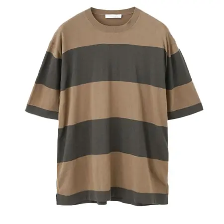 Cruciani(クルチアーニ) [18ゲージ]コットン ボーダー半袖ニット U61558.06GC2/CR