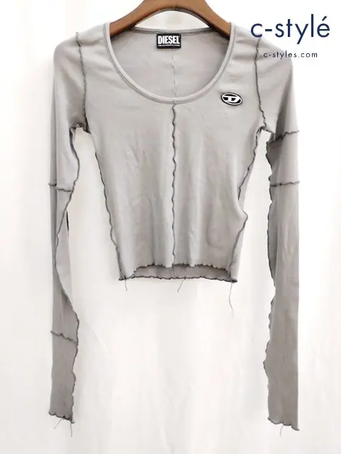 DIESEL ディーゼル カットソー S グレー 長袖 T-RIBBY-LONG OLCAP レディース