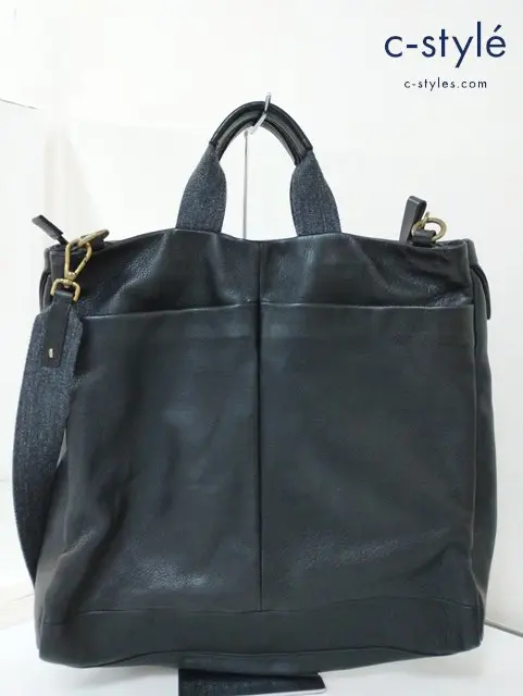 genten ゲンテン 2WAYトートバッグ ブラック レザー