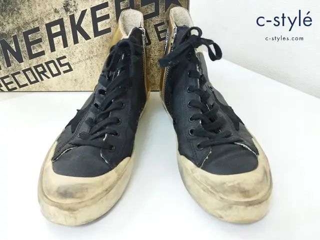 GOLDEN GOOSE ゴールデングース ハイカットスニーカー 41 ゴールド×ブラック RECORDS EDITION G2 6U591.RC