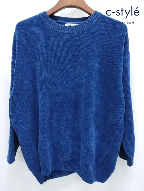 STONE ISLAND ストーンアイランド セーター L ネイビー クルーネック ニット 455680-M 2344803