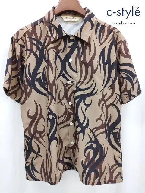 Softmachine ソフトマシーン シャツ M ブラウン系 半袖 トライバル 総柄 SM-23SV-002