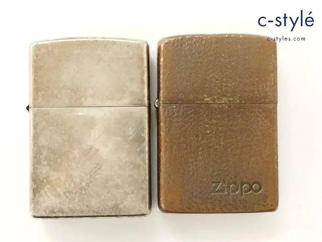 ZIPPO ジッポー オイルライター ハンマートーン 5面加工 ブラウン系 ’87 無地 シルバー ’97