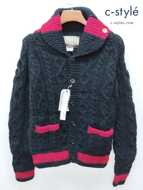 ANACHRONORM アナクロノーム ニットジャケット 01 ブラック×レッド ウール100