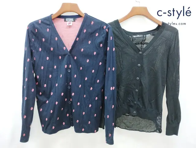 HYSTERIC GLAMOUR ヒステリックグラマー カーディガン M ネイビー FREE ブラック レディース