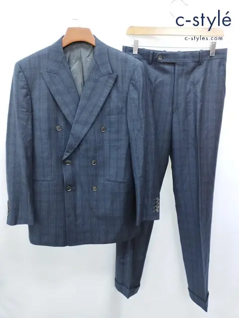 Ermenegildo Zegna ELECTA ダブルスーツ ジャケット B98 ボトムス W80 ブラック系 チェック柄 ウール100 35263