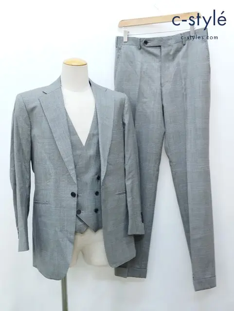 Ermenegildo Zegna TRAVELLER 3PC スーツ ジャケット B98 ボトムス W81グレー ウール100 38038