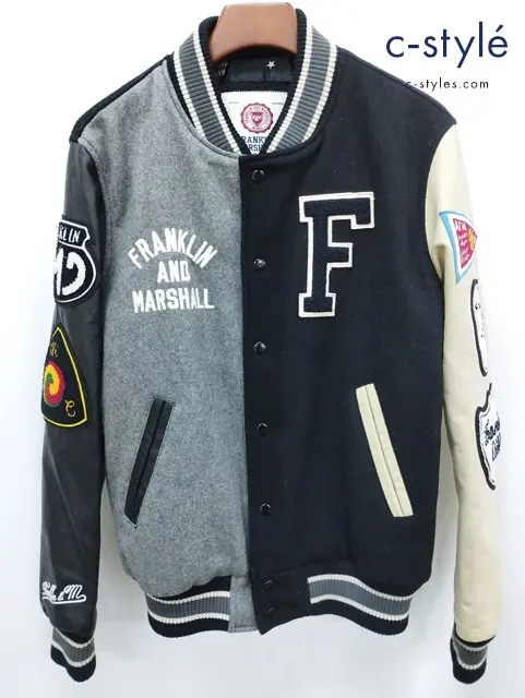 FRANKLIN & MARSHALL フランクリン&マーシャル スタジャン M マルチカラー バーシティジャケット 袖レザー