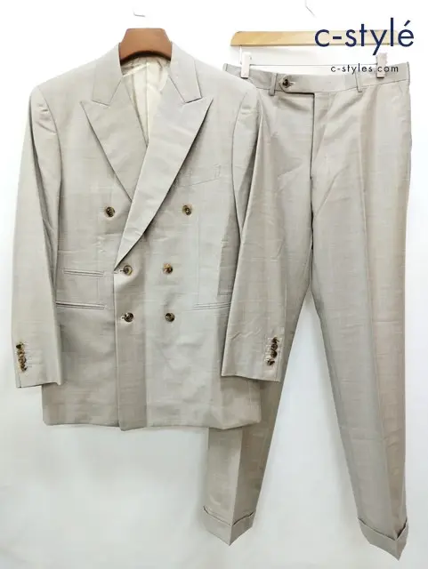 Ermenegildo Zegna TROFEO ダブルスーツ ジャケット B98 ボトムス W81 グレー ウール100 37353