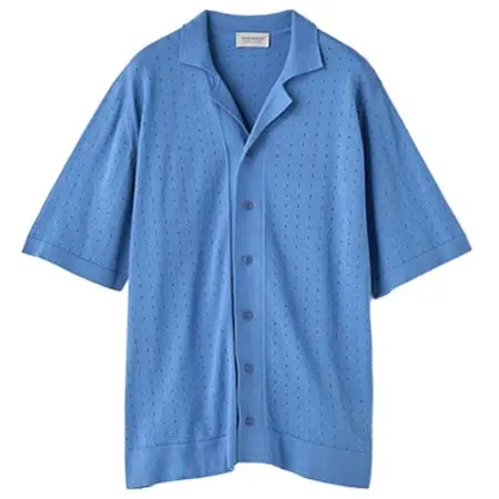 JOHN SMEDLEY(ジョンスメドレー) コットン アイレット柄ニットポロカーディガン | ROWARTH | 24G EASY FIT