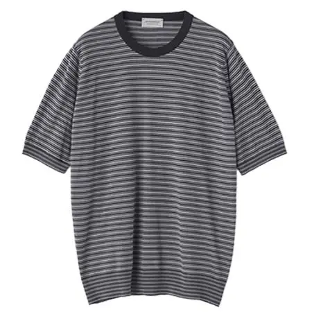 JOHN SMEDLEY(ジョンスメドレー) [Anglo Indian Gauze]マイクロボーダーニットTシャツ | HOWICK | 30G EASY FIT