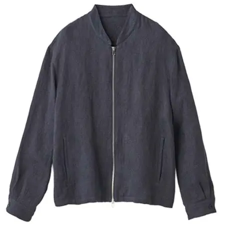 JOHN SMEDLEY(ジョンスメドレー) リネンジャガード ショートブルゾン ｜JM254  L03620JM254_ネイビー